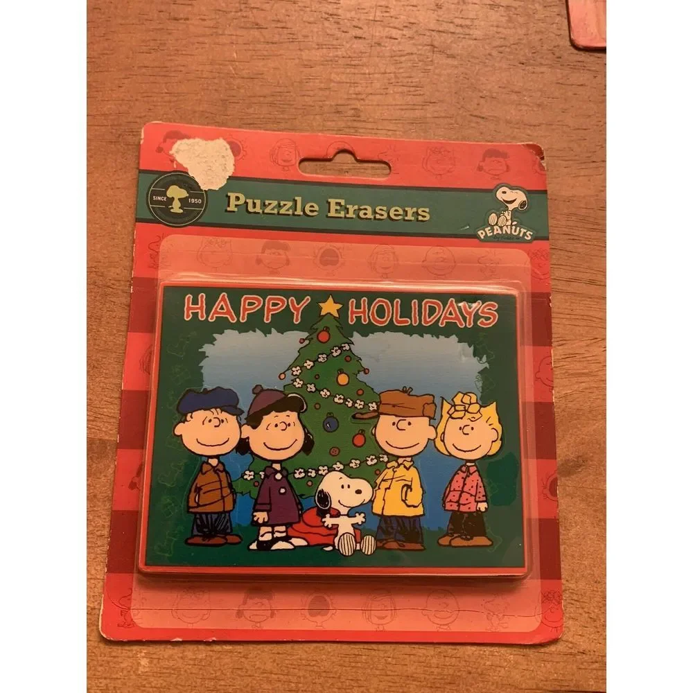 Peanuts Puzzle Eraser HAPPY‎ HOLIDAYS By Shultz Charlie Brown Snoopy Christmas